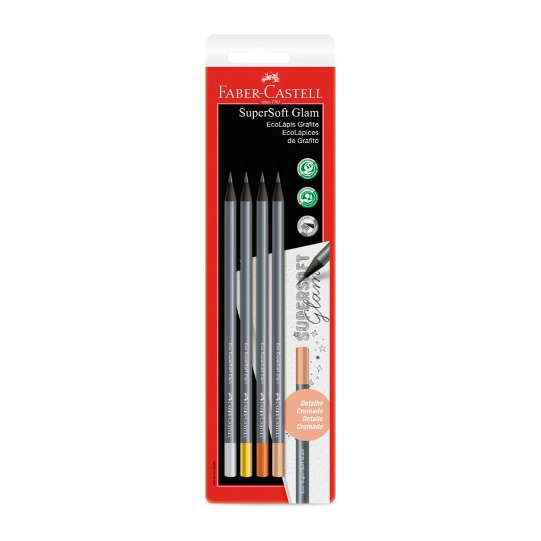 EcoLápis Grafite Supersoft Glam Faber-Castell, 4 unidades