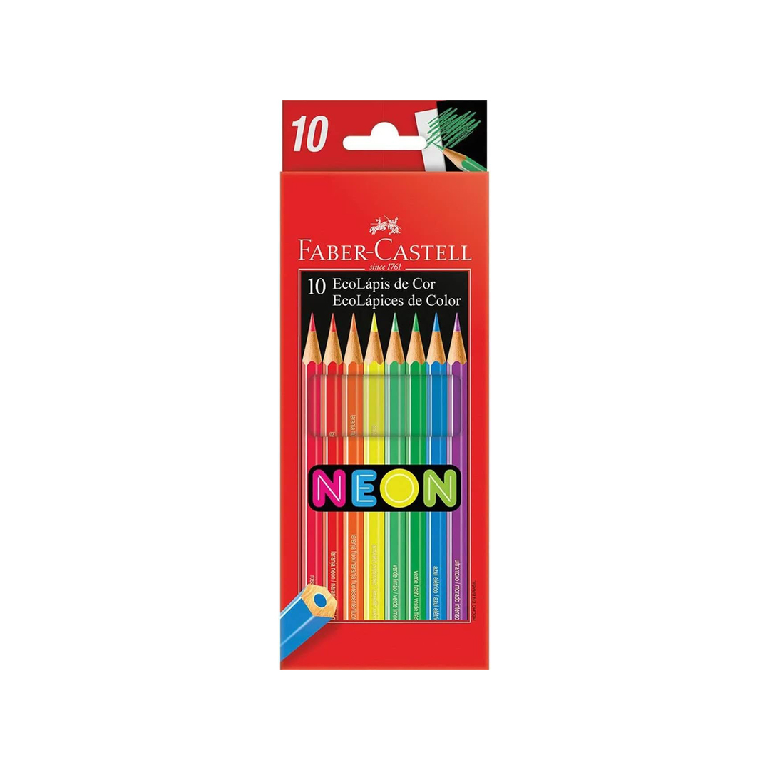 Ecolapis de cor, Faber-Castell, 120410N, cores neon, estojo com 10 cores, Multicor