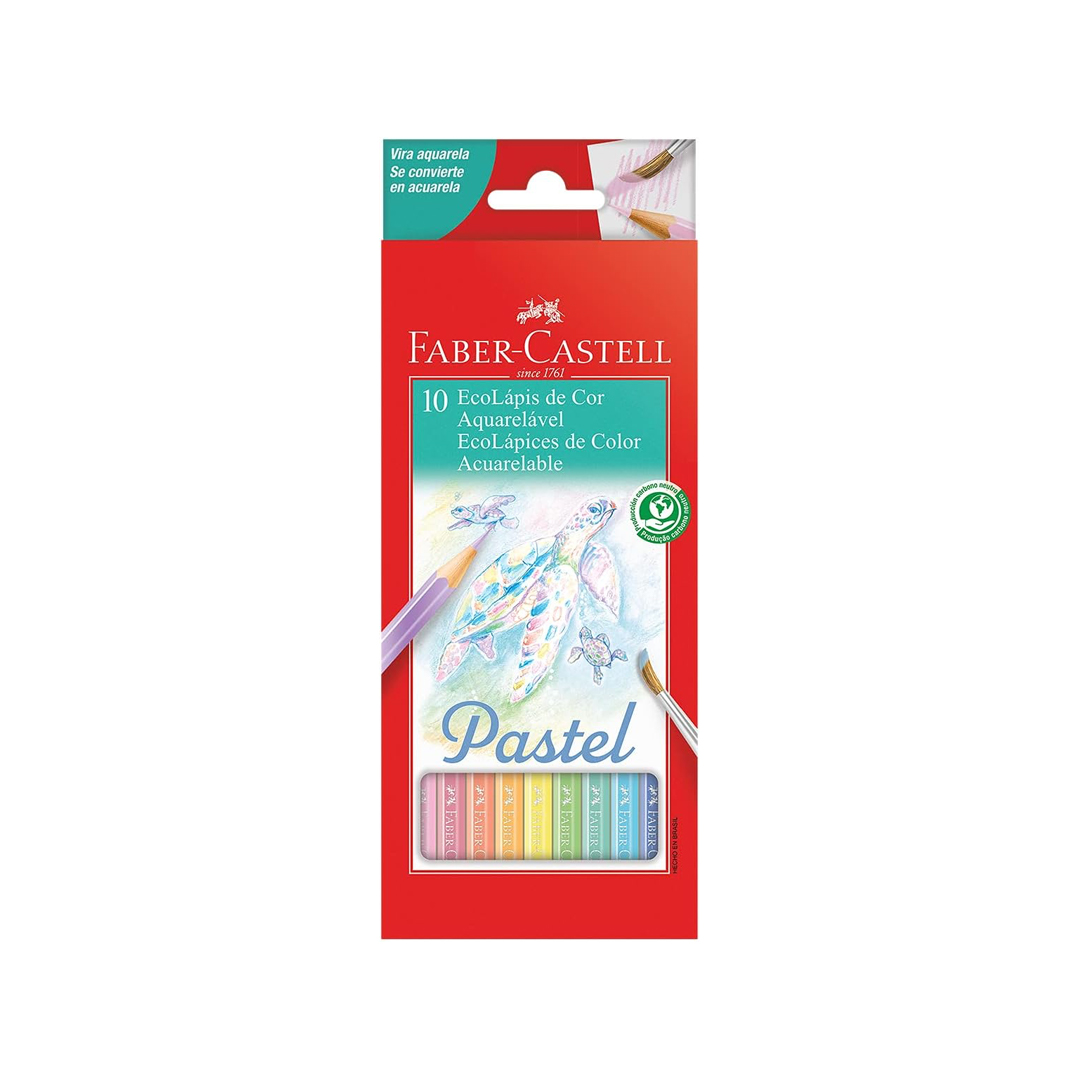 Ecolapis de cor, Faber-Castell, 120210P, aquarelavel, Tons pastel, estojo com 10 cores, Multicor, 120210P