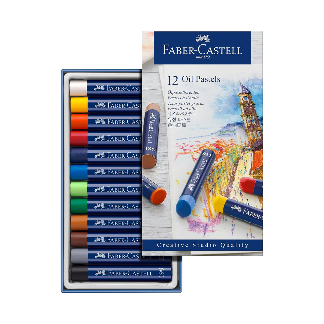 Giz Pastel Oleoso, Faber-Castell, Goldfaber, F127012, 12 Cores