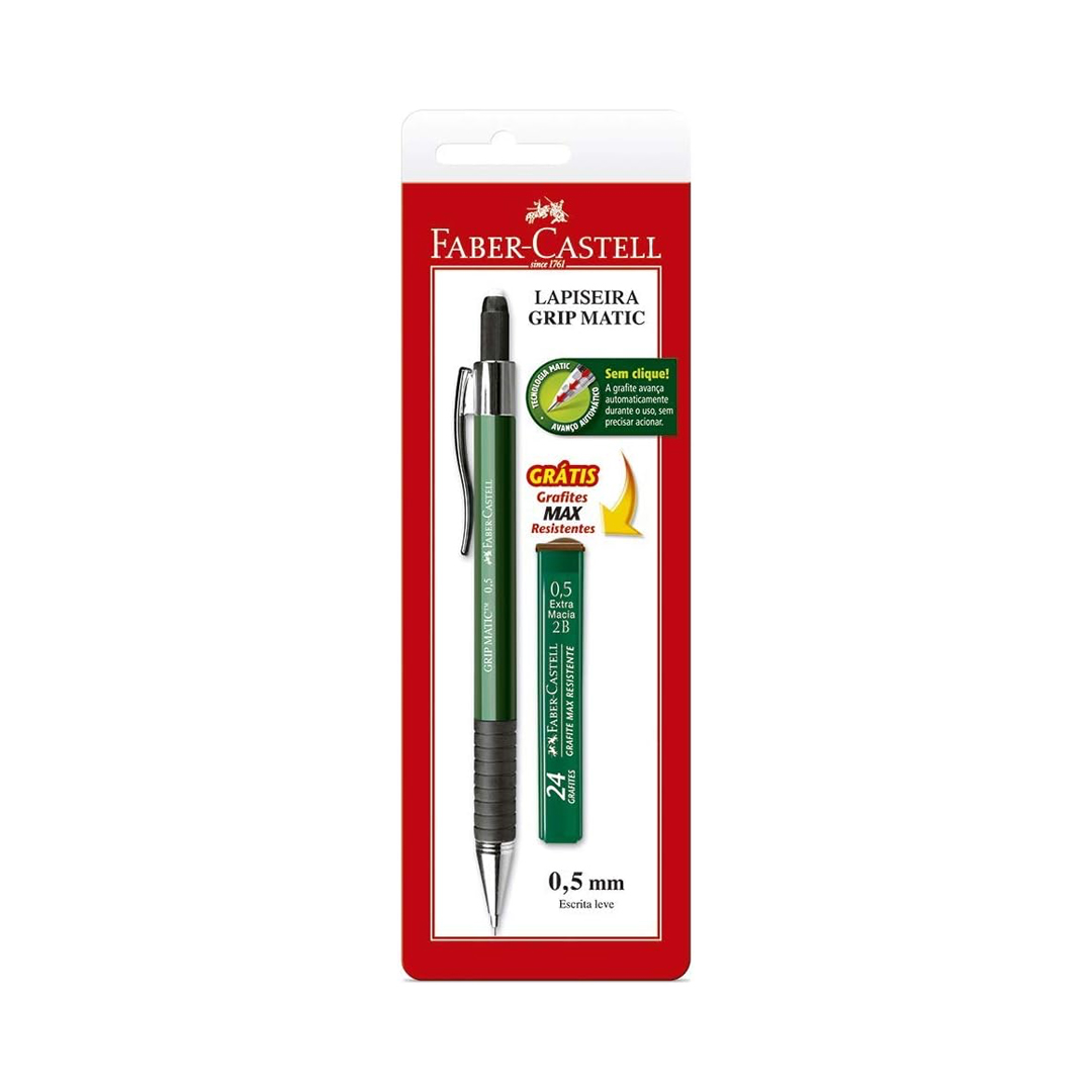 Kit Lapiseira 0.5mm com Grafite, Faber-Castell, Grip Matic Metal, SM/05GM, Cores Sortidas