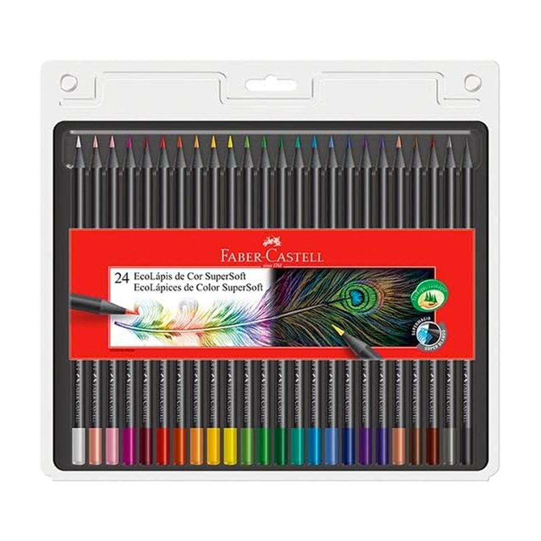 Lápis de Cor, Faber-Castell, EcoLápis Supersoft, 24 Cores