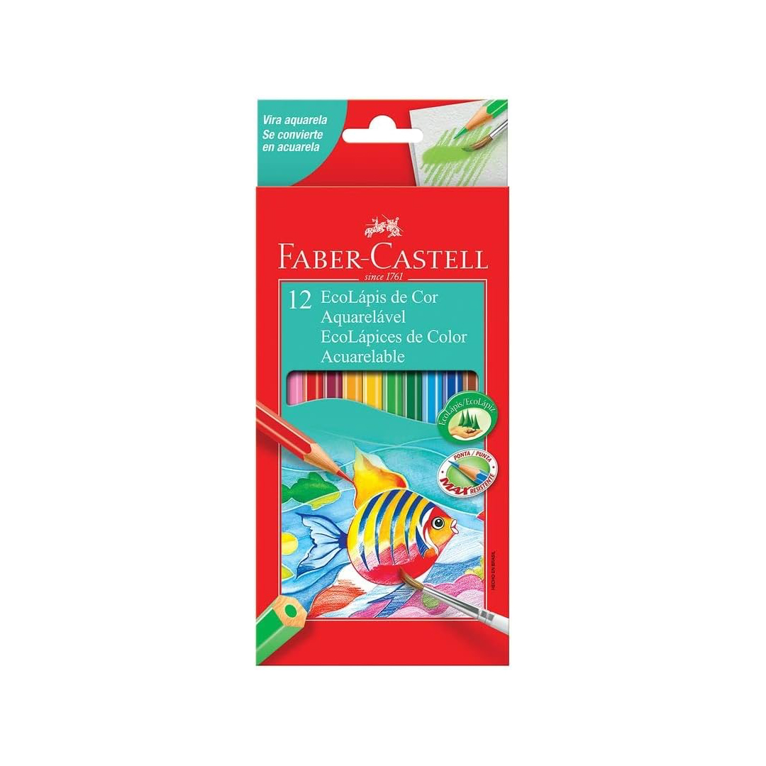 Lápis de Cor Ecolápis Aquarelável 12 Cores, Faber-Castell