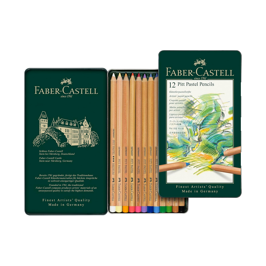 Lápis de Cor Pastel Seco Pitt 12 Cores, A&G Faber-Castell