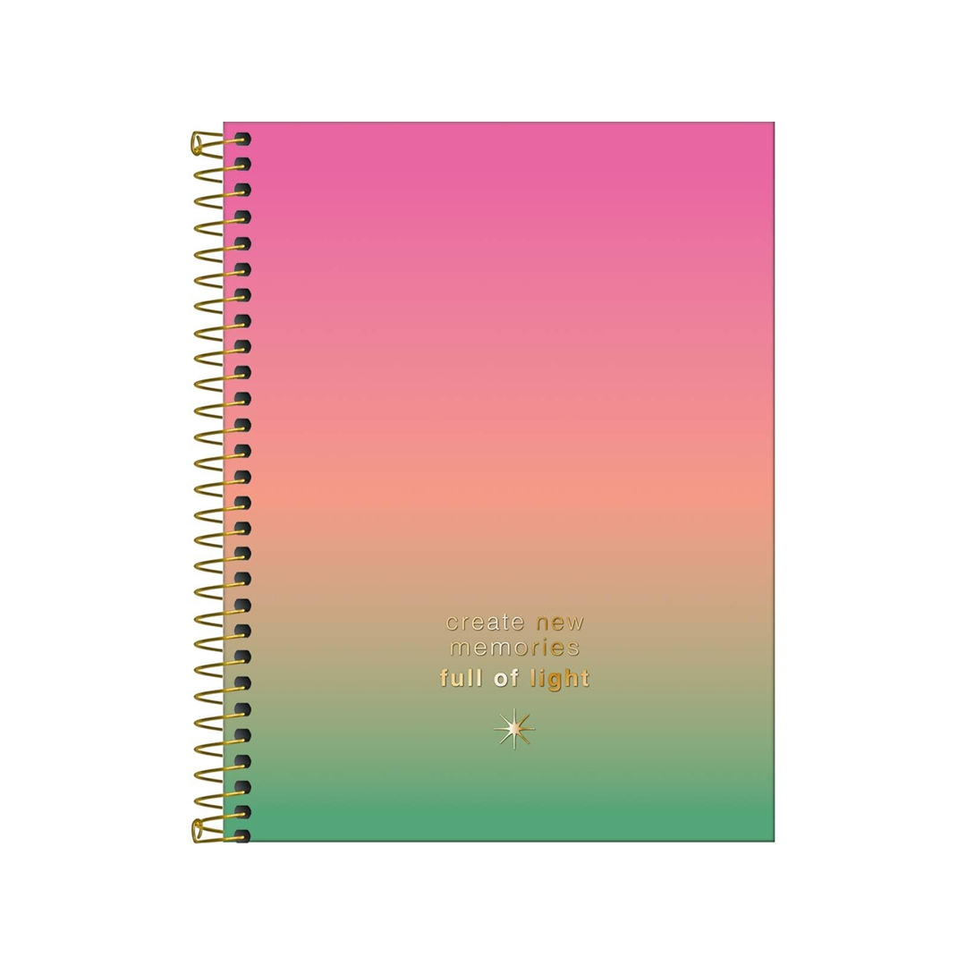 Tilibra - Caderno Espiral Capa Dura Colegial 10 Matérias Great 160 Folhas - Rosa/Laranja/Verde - Memories