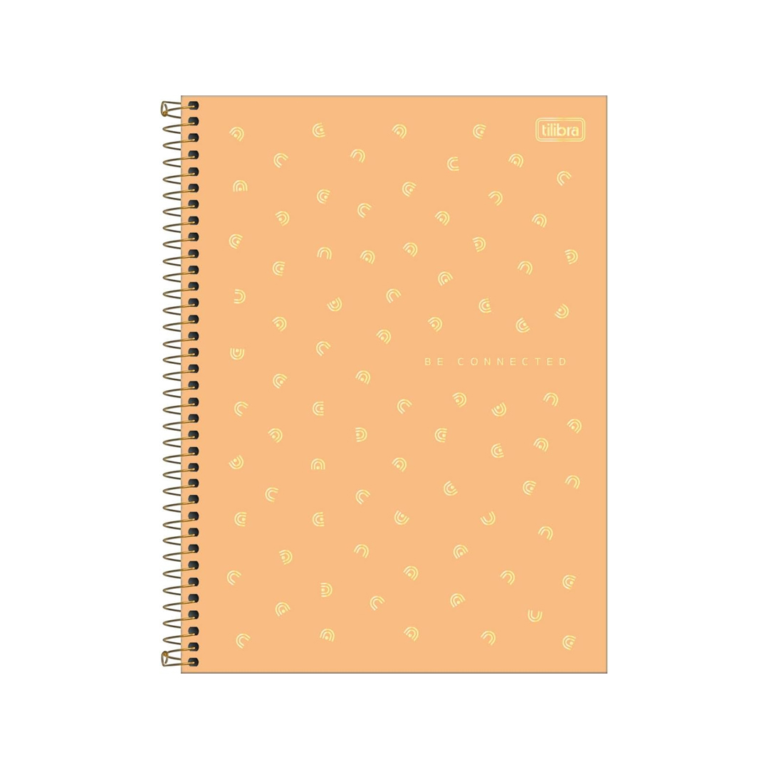 Tilibra - Caderno Espiral Capa Dura Universitário 1 Matéria Neon Connect Feminino 80 Folhas - Capa Laranja - Be Connected