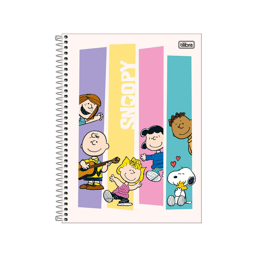 Tilibra - Caderno Espiral Capa Dura Universitário 1 Matéria Snoopy 80 Folhas - Colunas coloridas - Snoopy