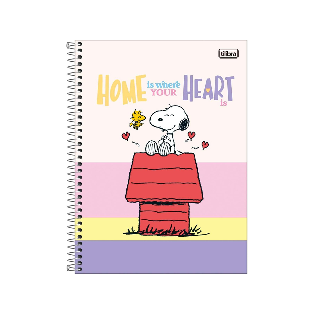 Tilibra - Caderno Espiral Capa Dura Universitário 1 Matéria Snoopy 80 Folhas - Home Is Where Your Heart Is