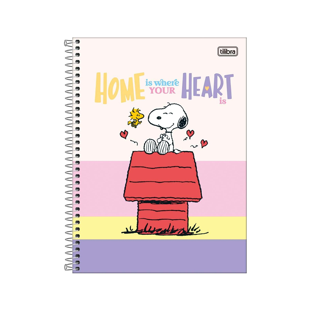 Tilibra - Caderno Espiral Capa Dura Universitário 10 Matérias Snoopy 160 Folhas - Home Is Where Your Heart Is