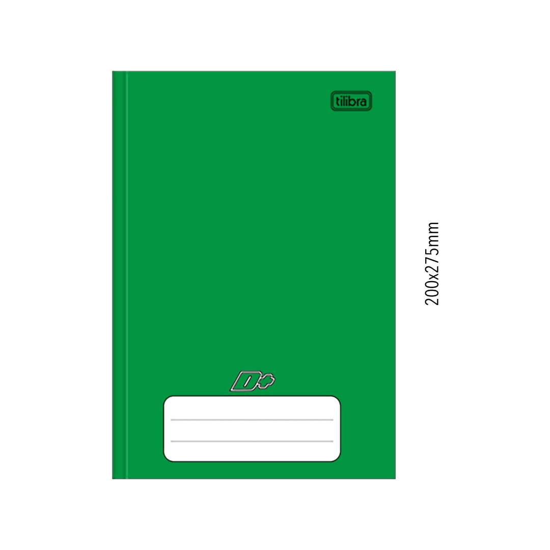 Tilibra - Tilibra D+ - Caderno Brochura Capa Dura, 200x275mm, 96 Folhas, Verde