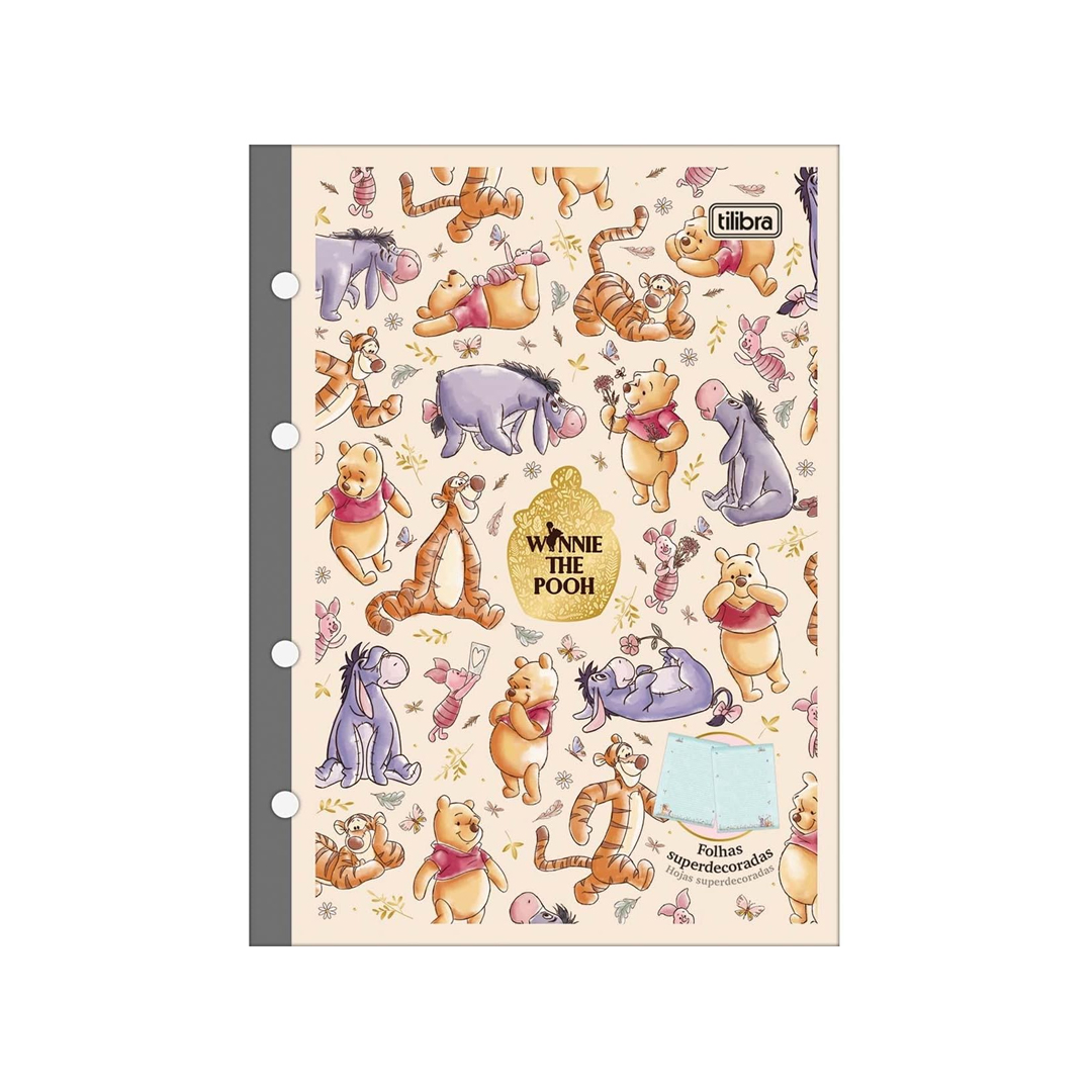 Tilibra - Refil Tiliflex para Caderno Argolado Colegial Pooh 80 Folhas Cinzas com Pautas Brancas 90 gramas