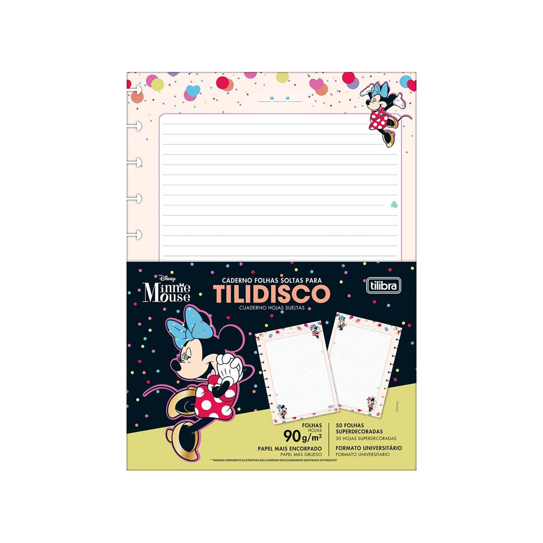 Tilibra - Refil para Tilidisco Universitário Pautado Minnie 50 Folhas