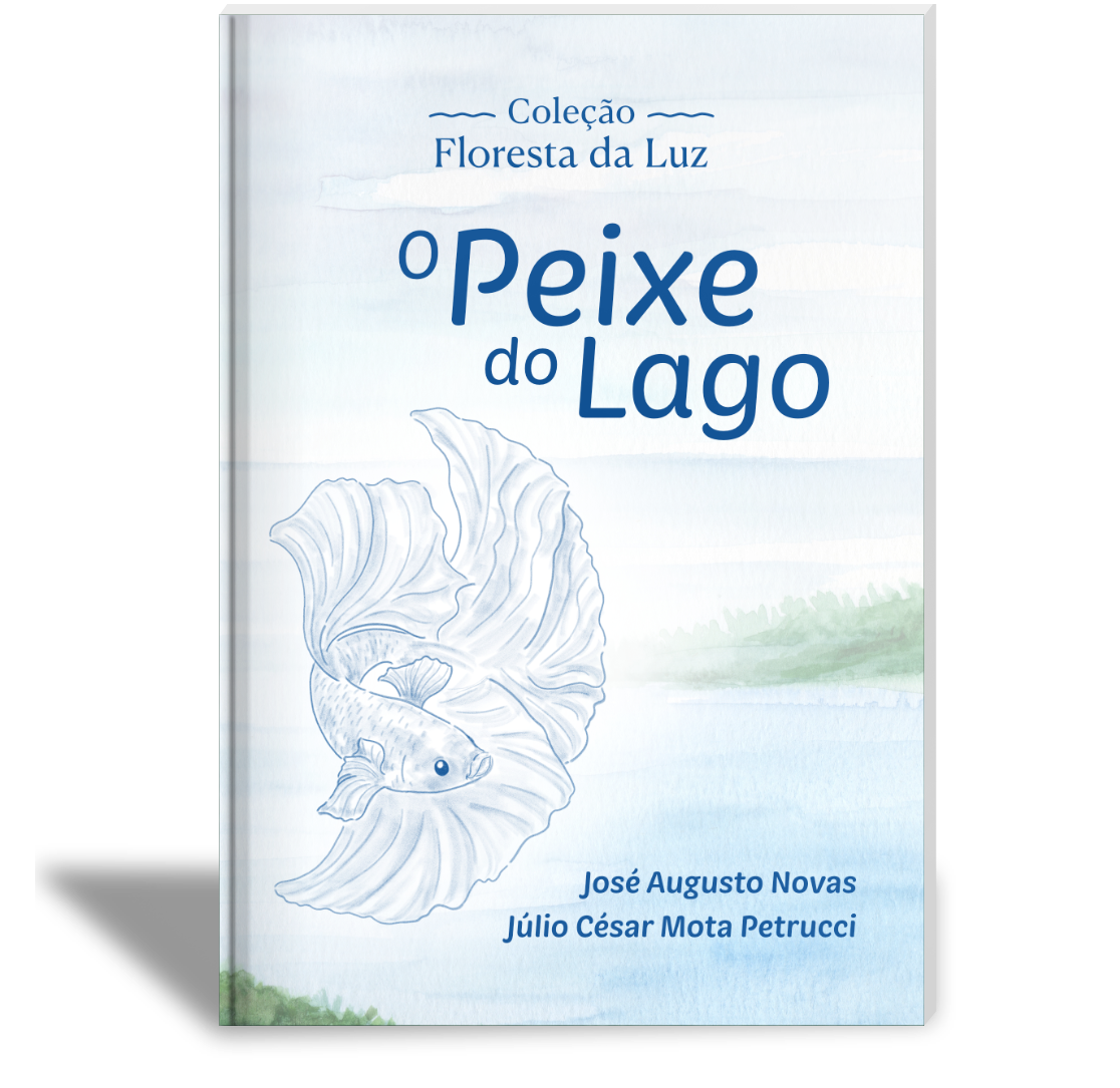 Capa do livro O Peixe do Lago, da coleção Floresta da Luz, de José Augusto Novas e Júlio César Mota Petrucci